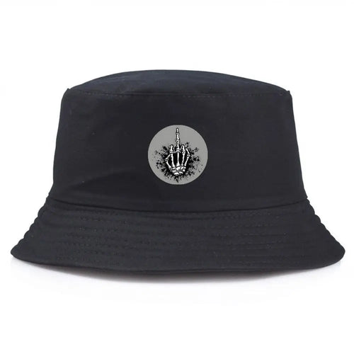 Unisex Hand Gesture Print Cotton Bucket Hat
