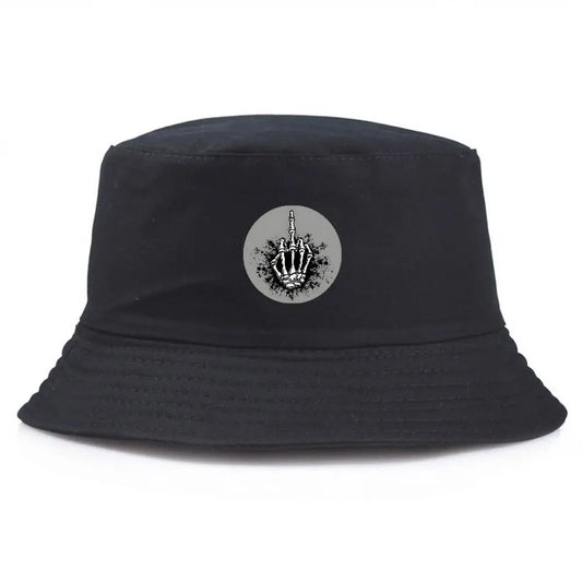 Unisex Hand Gesture Print Cotton Bucket Hat