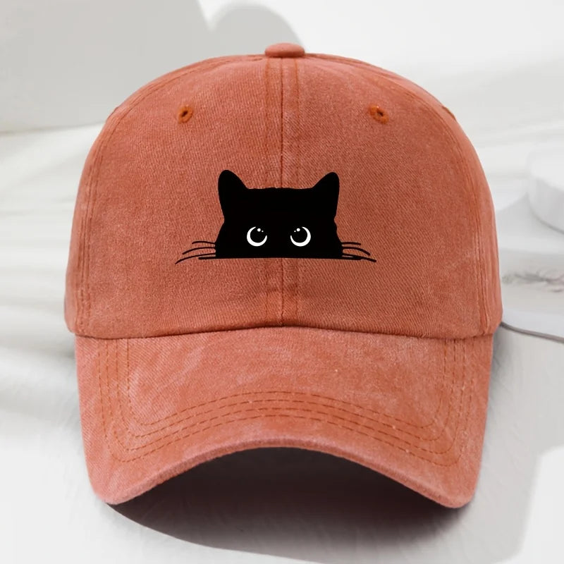 Retro Black Cat Print Baseball Cap