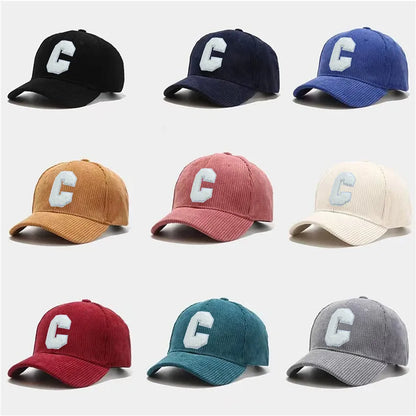 Corduroy C Letter Baseball Cap