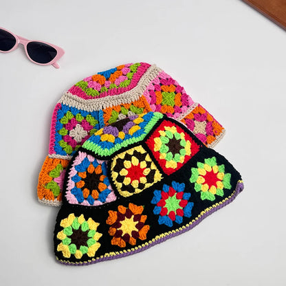 Handmade Flower Knit Winter Bucket Hat
