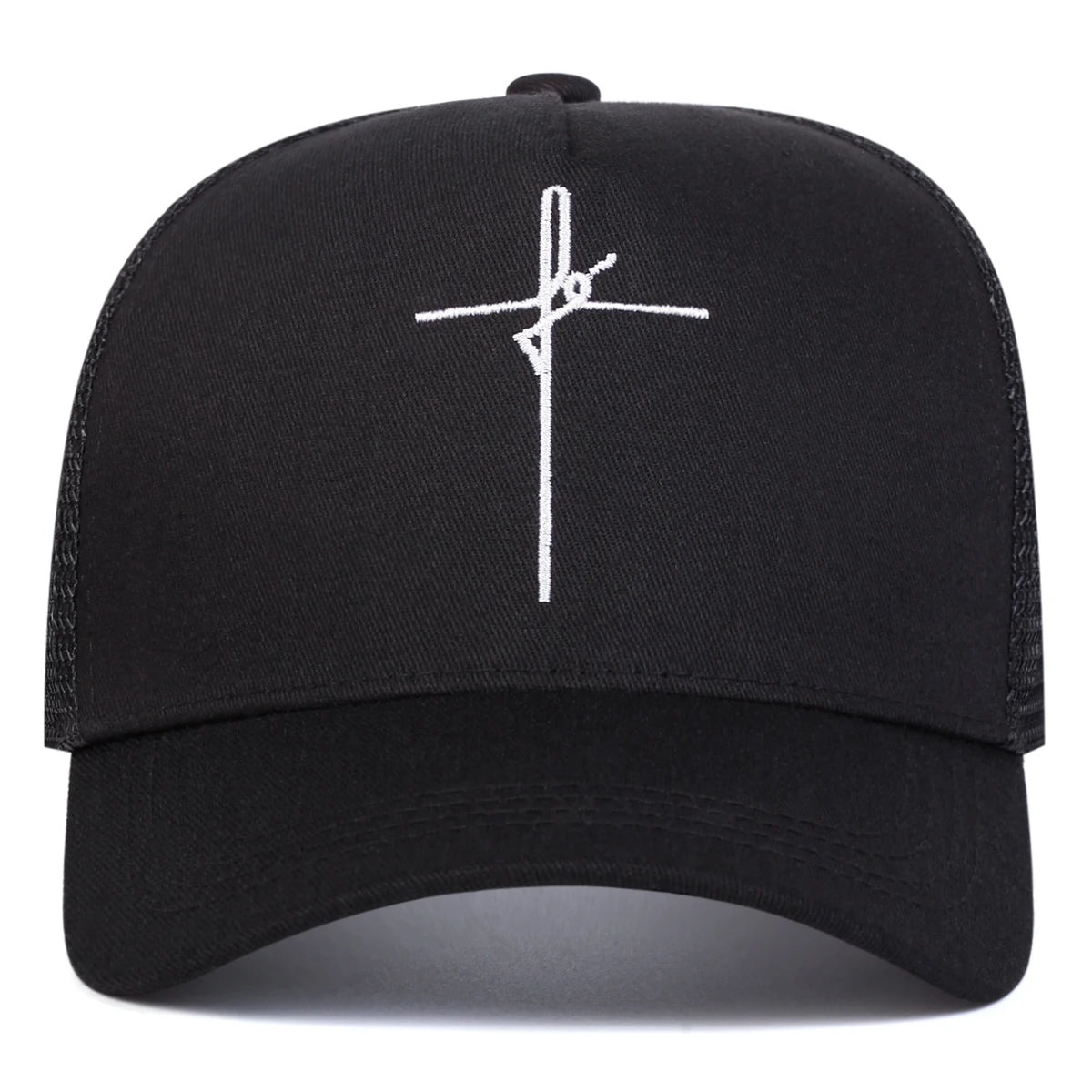 Unisex Cross Embroidery Baseball Net Caps