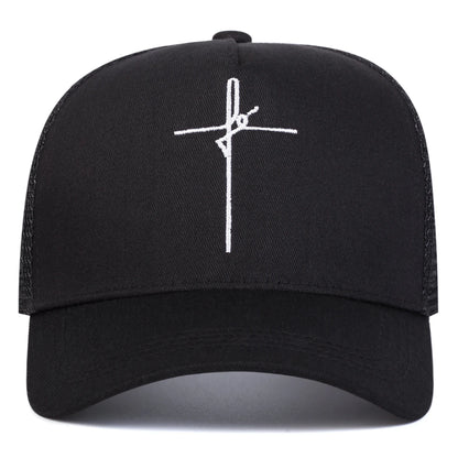 Unisex Cross Embroidery Baseball Net Caps