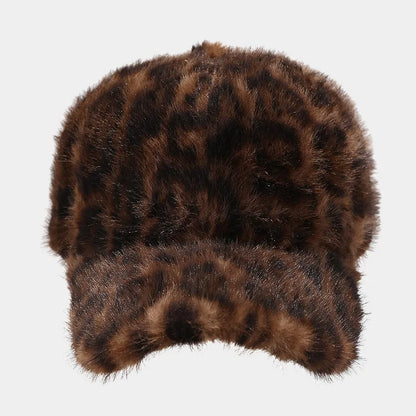 Leopard Print Winter Baseball Cap