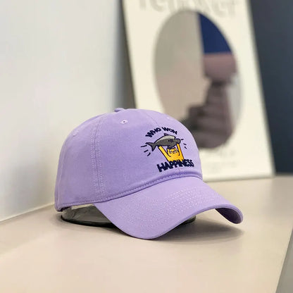 Cat Fish Embroidery Unisex Baseball Cap