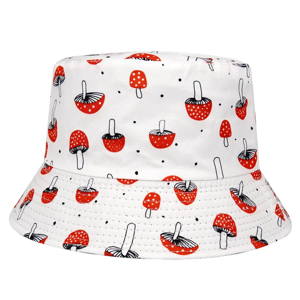 Fashion Mushroom Print Double Sided Bucket Hat