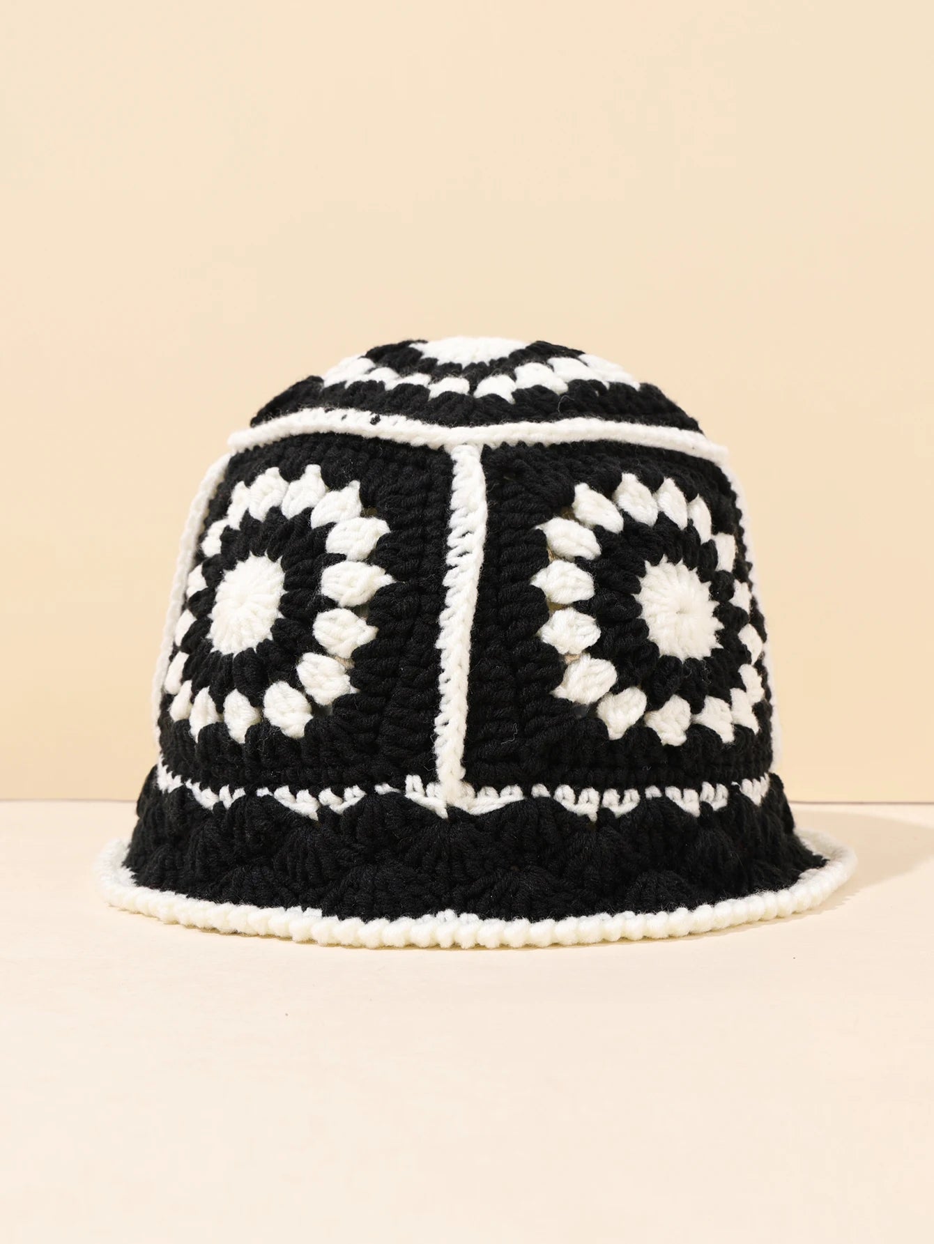 Handmade Vintage Geometric Crochet Bucket Hat