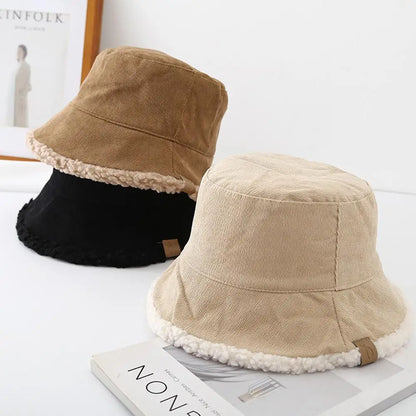 Trendy Lambswool Winter Thickened Warm Bucket Hat