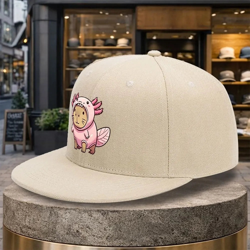 Axolotl Costume Cat Flat Brim Snapback Cap