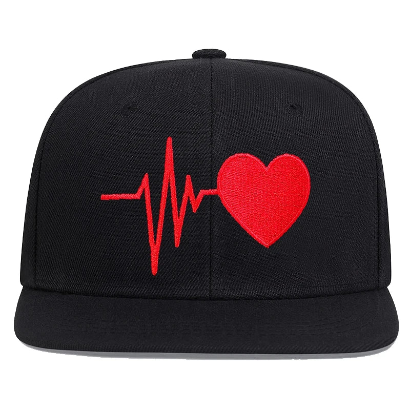 Unisex Heart Electrocardiogram Embroidery Hip-hop Hats