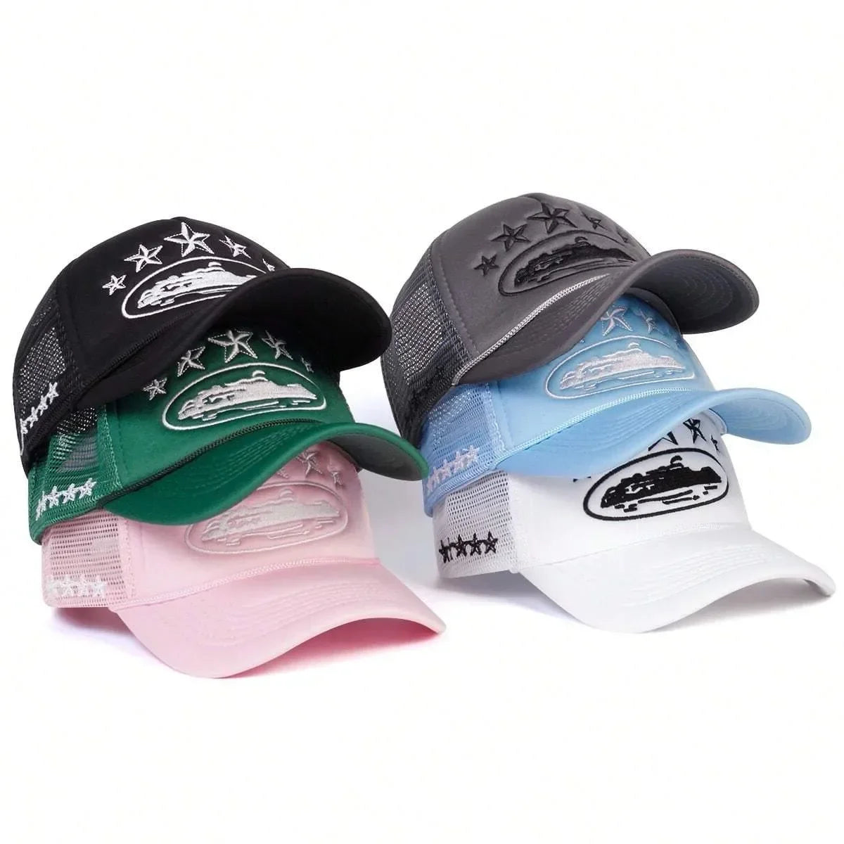 Unisex Five Star Embroidered Mesh Baseball Cap