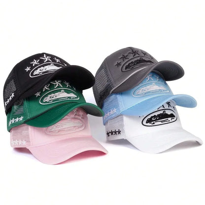 Unisex Five Star Embroidered Mesh Baseball Cap