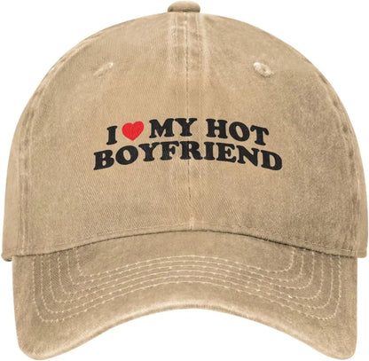 I Love My Hot Boyfriend Graphic Baseball Cap