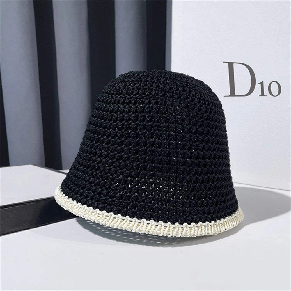 Japanese Style Simple Foldable Braid Women Bucket Hat