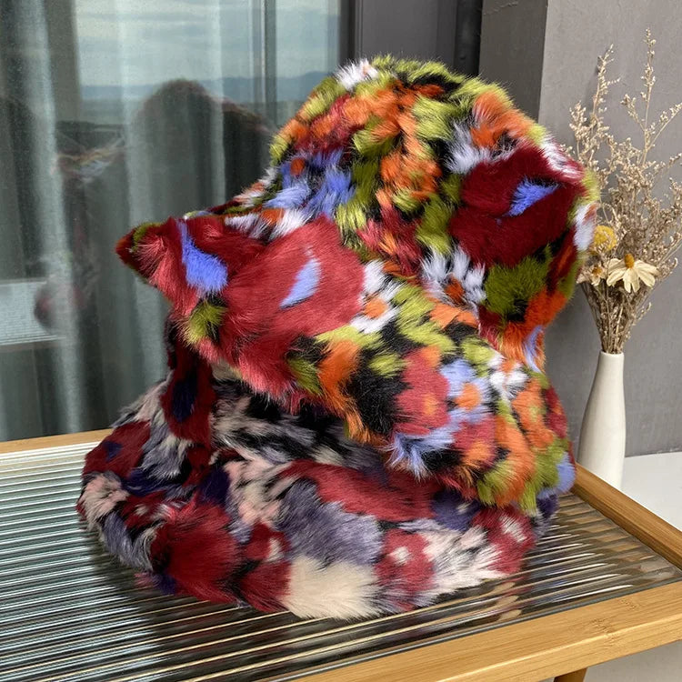 Korean Faux Fur Long Hair Winter Bucket Hat
