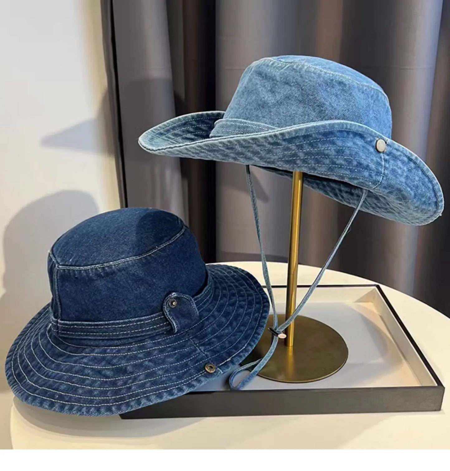 Unisex Vintage Washed Denim Bucket Hat