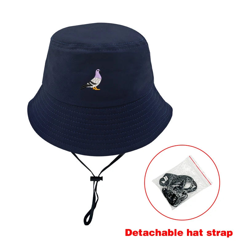 Unisex Embroidered Pigeon Bucket Hat