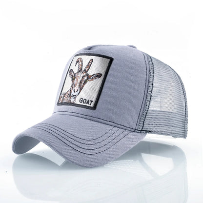 Fashion Trucker Caps With Embroidery Goat Patch