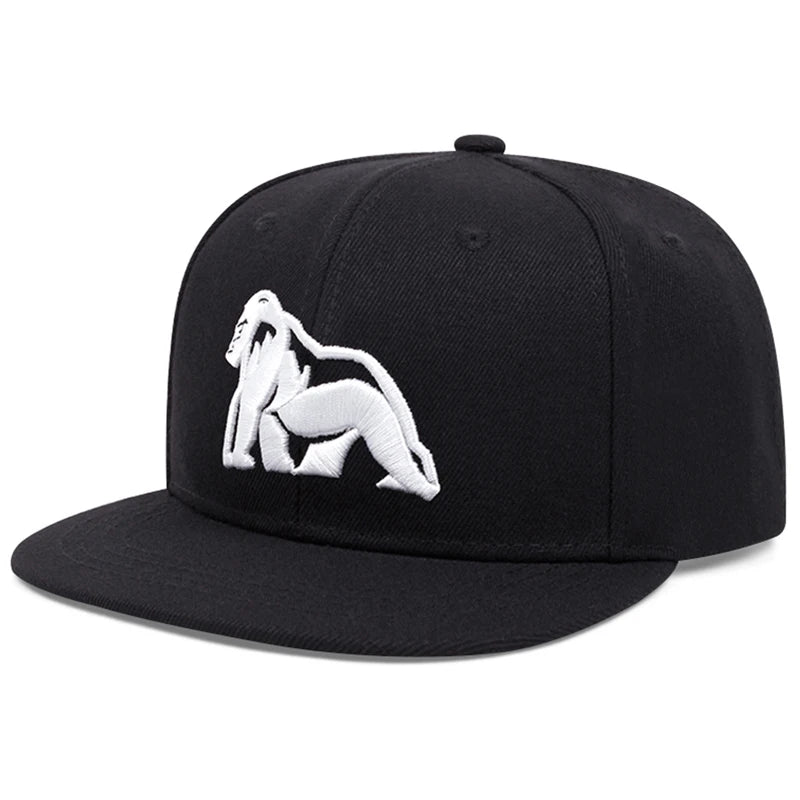 Unisex Gorilla Embroidered Flat Brim Baseball Cap