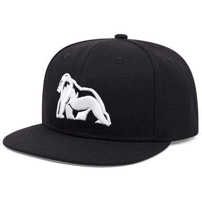 Unisex Gorilla Embroidered Flat Brim Baseball Cap