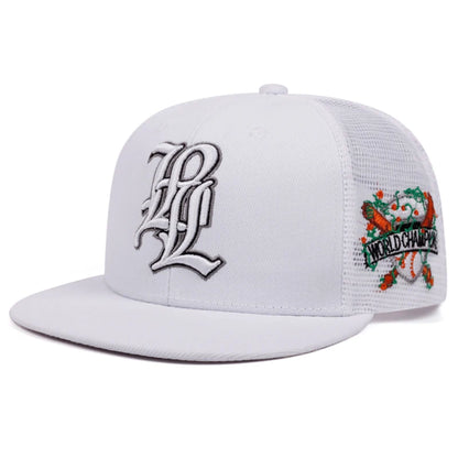 Unisex LPL Embroidery Mesh Flat Brim Hip Hop Baseball Cap