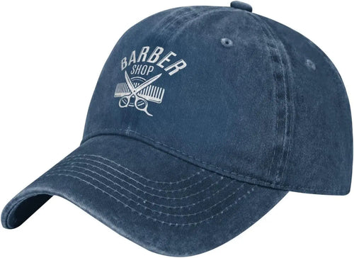 Barber Shop Tools Washed Denim Baseball Cap