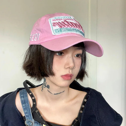 Pink Letter Embroidery Duckbill Baseball Cap