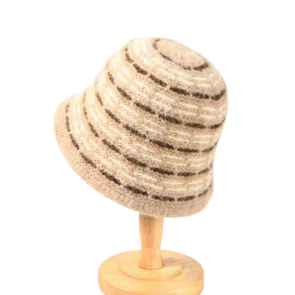 Large Circumference Striped Plush Bucket Hat