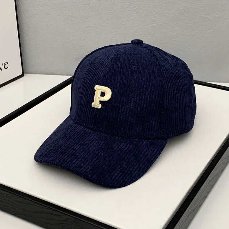 Corduroy Letter Baseball Cap