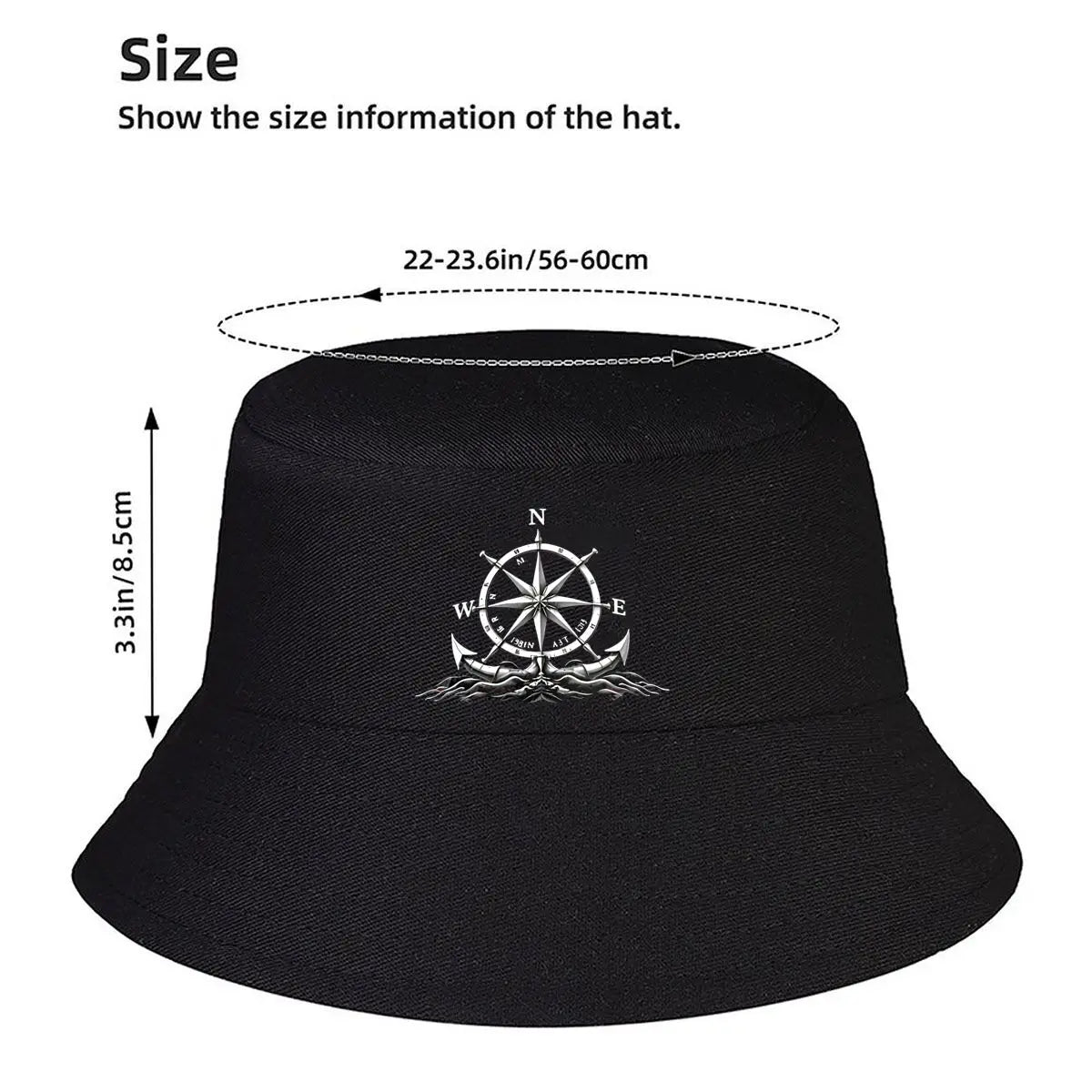 Compass Graphic Minimalist Outdoor Bucket Hat