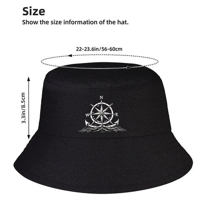 Compass Graphic Minimalist Outdoor Bucket Hat