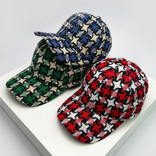 Warm Star Color Block Plush Baseball Cap