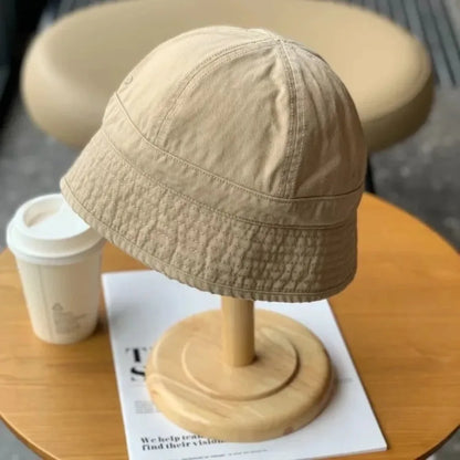 Casual Retro Japanese Style Short Brim Bucket Hat