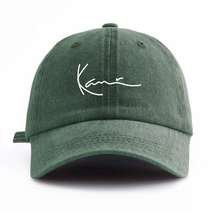 K Print Minimalist Retro Washed Baseball Cap