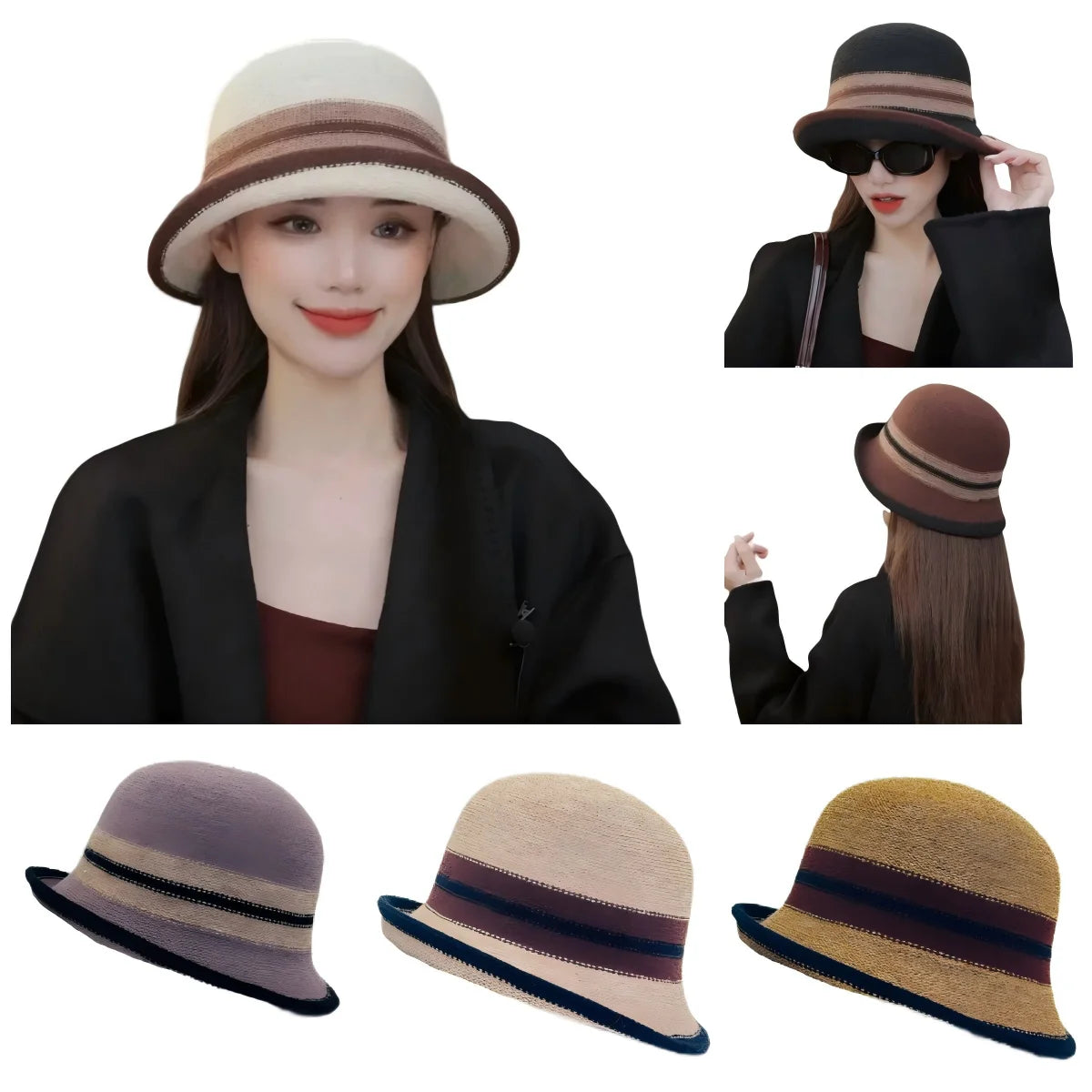French Color Matching Retro Thermal Bucket Hat