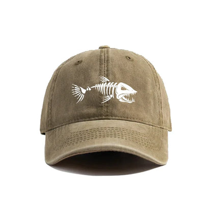 Vintage Fishbone Print Unisex Baseball Cap