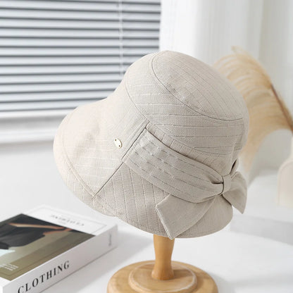 Women's Bucket Hat With Bow Solid