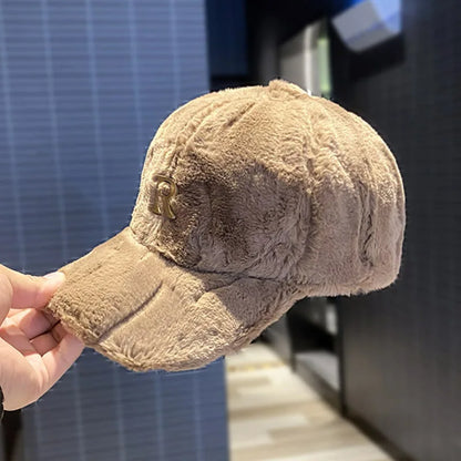 Faux Plush Warm Snapback Baseball Cap