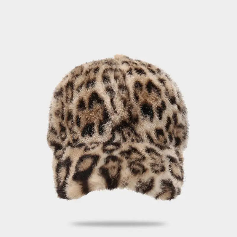 Leopard Print Plush Baseball Cap