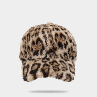 Leopard Print Plush Baseball Cap