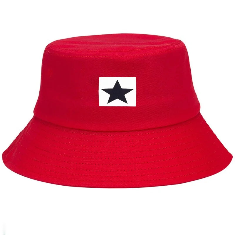 Five Pointed Star Print Cotton Bucket Hat