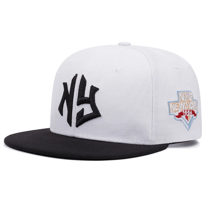 Letter NY1664 Embroidered Flat Brim Baseball Hat
