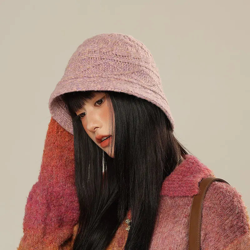 Women's Knitted Solid Color Autumn Winter Bucket Hat