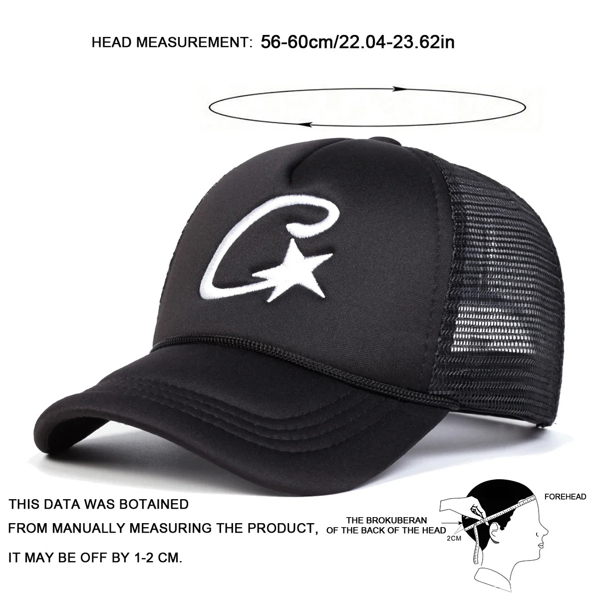 Unisex C Letter Pentagram Embroidery Baseball Net Caps