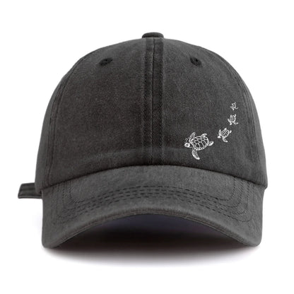 Turtle Print Minimalist Retro Washed Baseball Cap