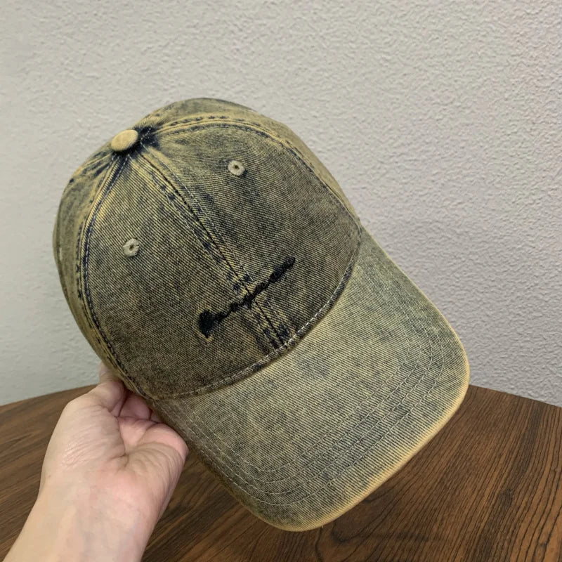 Denim Letter Embroidered Baseball Cap