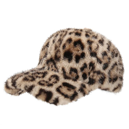 Leopard Print Plush Baseball Cap