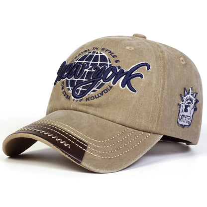 Unisex New York Embroidery Wash Baseball Caps