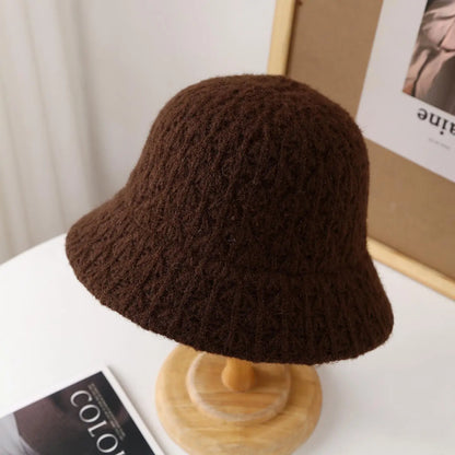 Vintage French Knit Round Top Bucket Hat
