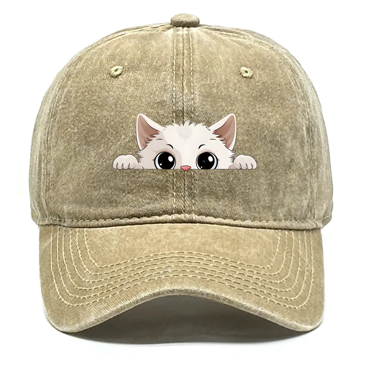 Cute Hiding Cat Print Snapback Baseball Cap